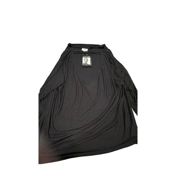 Attitudes by Renee Sweaters - ATTITUDES by Renee Black Sheer Open Front Long Sleeve Duster‎ Cardigan 3X